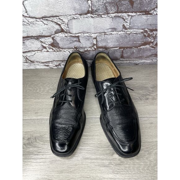 Johnston & Murphy Black Leather Square Toe  Italy Dress Shoes Men Sz 10M US/43EU - Picture 3 of 16